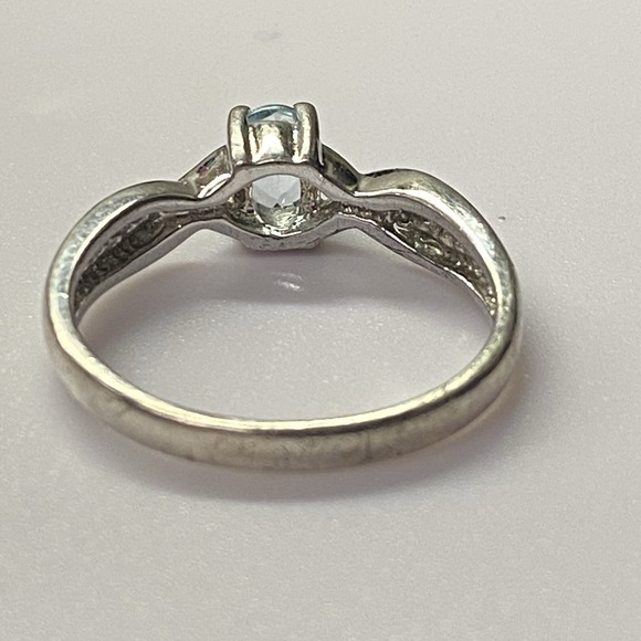 Aquamarine 925 Sterling Silver Band Ross Simons Statement Ring Handmade Sz 6.5 - Picture 4 of 7